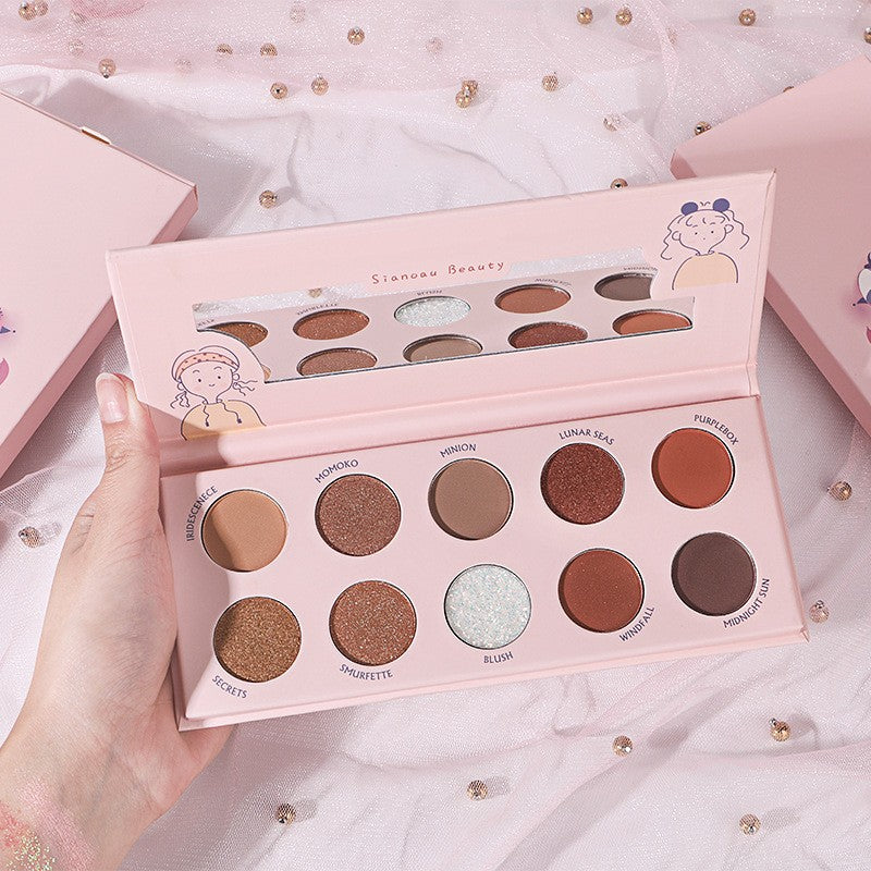 Sianoau Paleta Farduri Ochi cu 10 Culori Pigmentate, Textura Fina cu Finish Mat, Metalic, Sidefat si Gliterat, Trusa Machiaj de Zi si Seara, 10 Nuante Variate