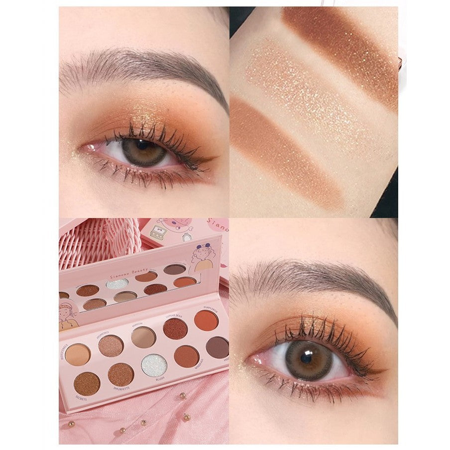 Sianoau Paleta Farduri Ochi cu 10 Culori Pigmentate, Textura Fina cu Finish Mat, Metalic, Sidefat si Gliterat, Trusa Machiaj de Zi si Seara, 10 Nuante Variate