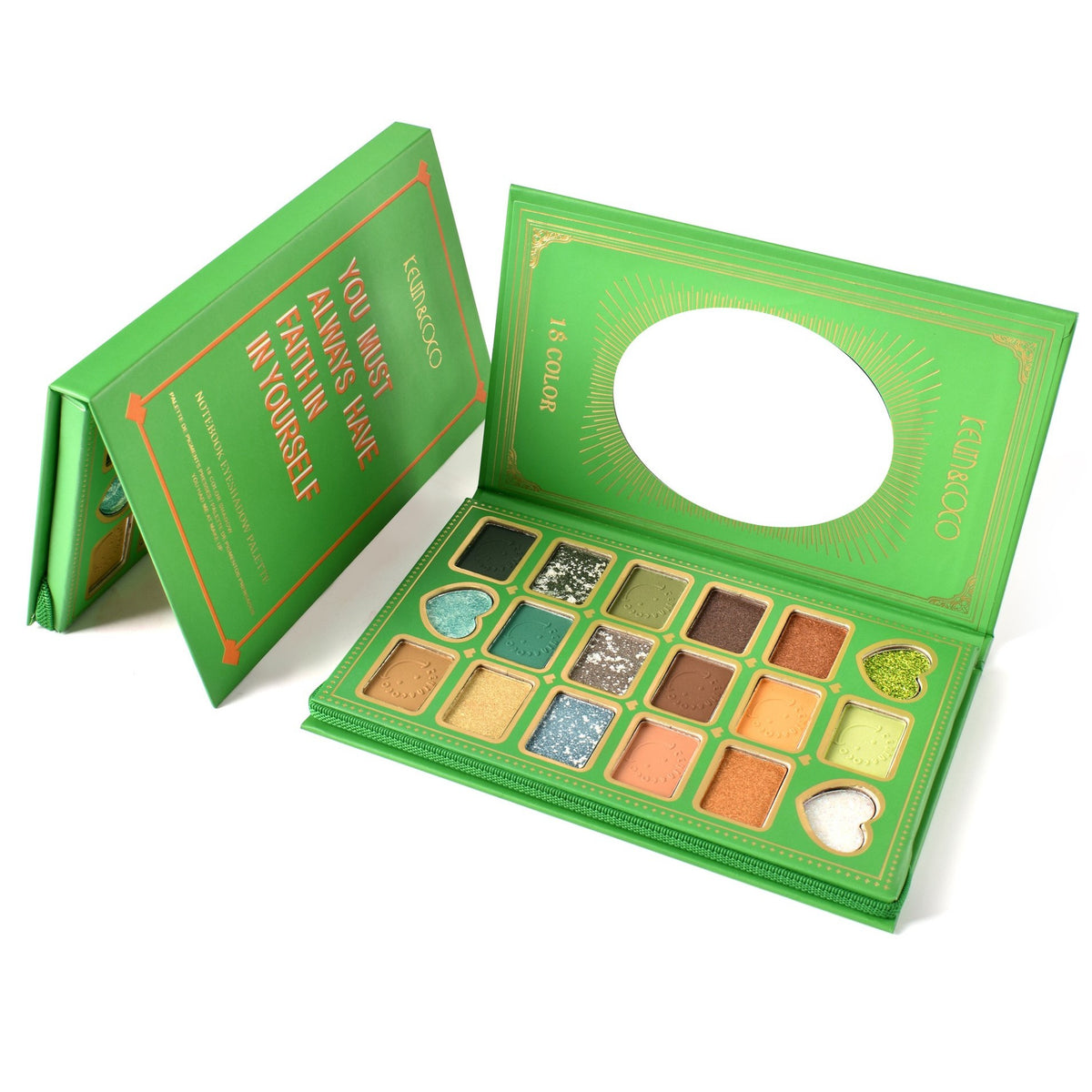Kevin&Coco Paleta de Farduri pentru Ochi, 18 Culori Mate Metalice Sidefate si Gliterat, Textura Fina, 18 Nuante Nude si Colorate, Multicolor