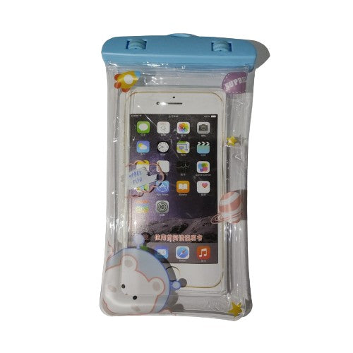 Husa Subacvatica Fruity, Carcasa Impermeabila si Protectie Zapada, Universala pentru Telefoane pana la 6.9 inch, Certificare IPX8, Transparenta cu Snur, Model 1, Albastru Deschis