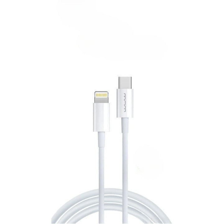 WUW Cablu De Date Si Incarcare Rapida, USB Type-C La Lightning, Power Delivery 20W, Conectori Nichelati, Cupru, 1 m, Alb, X181