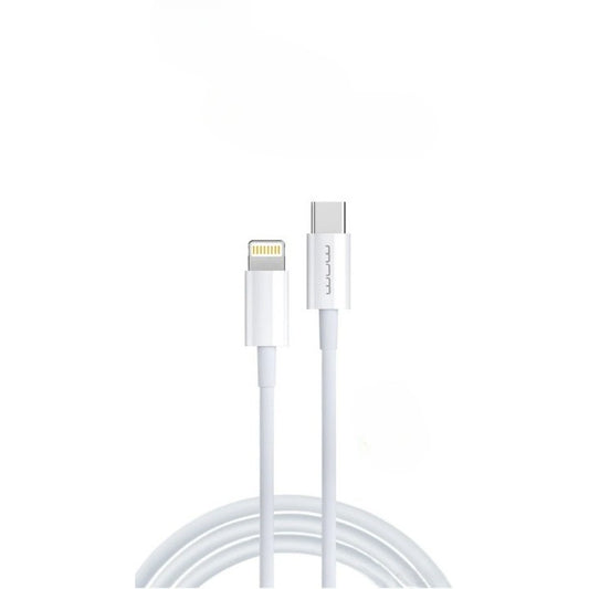 WUW Cablu De Date Si Incarcare Rapida, USB Type-C La Lightning, Power Delivery 20W, Conectori Nichelati, Cupru, 1 m, Alb, X181