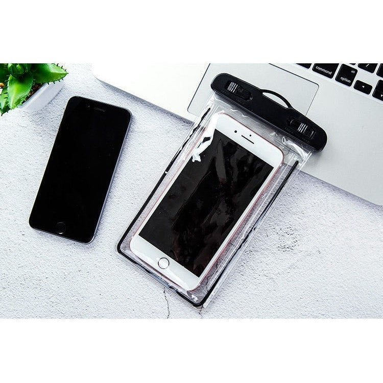 Husa Subacvatica Impermeabila Universala Zip, Protectie IPX8 Waterproof si Snowproof, Compatibila Touchscreen, pentru Telefoane pana la 6.9 inch si Documente, cu Snur Inclus, Negru
