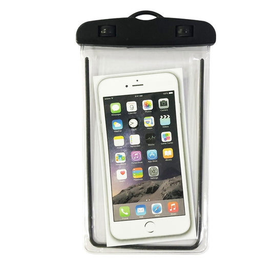 Husa Subacvatica Impermeabila Universala Zip, Protectie IPX8 Waterproof si Snowproof, Compatibila Touchscreen, pentru Telefoane pana la 6.9 inch si Documente, cu Snur Inclus, Negru