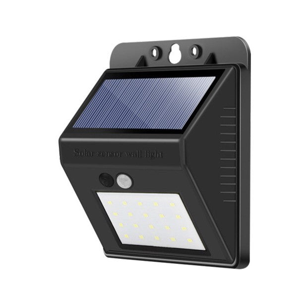 Lampa Solara de Perete cu Senzor de Miscare si Lumina, Exterior, 20 LED-uri, Unghi Detectie 120 Grade, Acumulator 1200 mAh, Material ABS, Negru