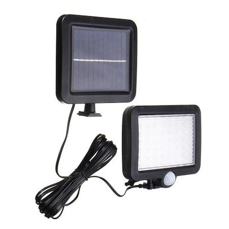 Lampa Solara cu Senzor de Miscare, Proiector 56 LED, Iluminat Exterior Rezistent la Apa IP65, Montaj Perete, ABS, Negru