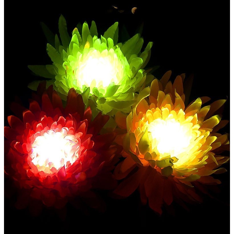 Lampa Solara LED Tip Crizantema pentru Gradina, Senzor de Lumina si Protectie IP65, Plastic, 80 cm, Multicolor