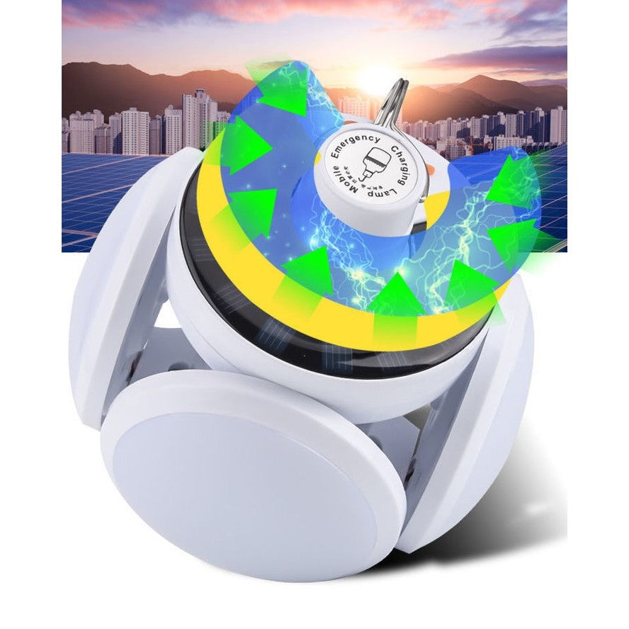 Lampa Solara LED Pliabila, Lanterna Camping Portabila cu Agatatoare, 5 Moduri Iluminare, Incarcare Solara si USB, IP65, 20W, 25 LED-uri, Culoare Alb Nutural