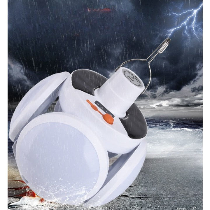 Lampa Solara LED Pliabila, Lanterna Camping Portabila cu Agatatoare, 5 Moduri Iluminare, Incarcare Solara si USB, IP65, 20W, 25 LED-uri, Culoare Alb Nutural