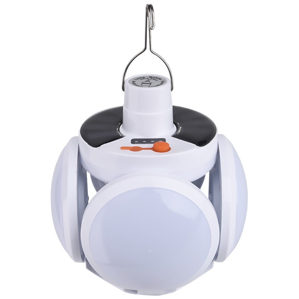 Lampa Solara LED Pliabila, Lanterna Camping Portabila cu Agatatoare, 5 Moduri Iluminare, Incarcare Solara si USB, IP65, 20W, 25 LED-uri, Culoare Alb Nutural