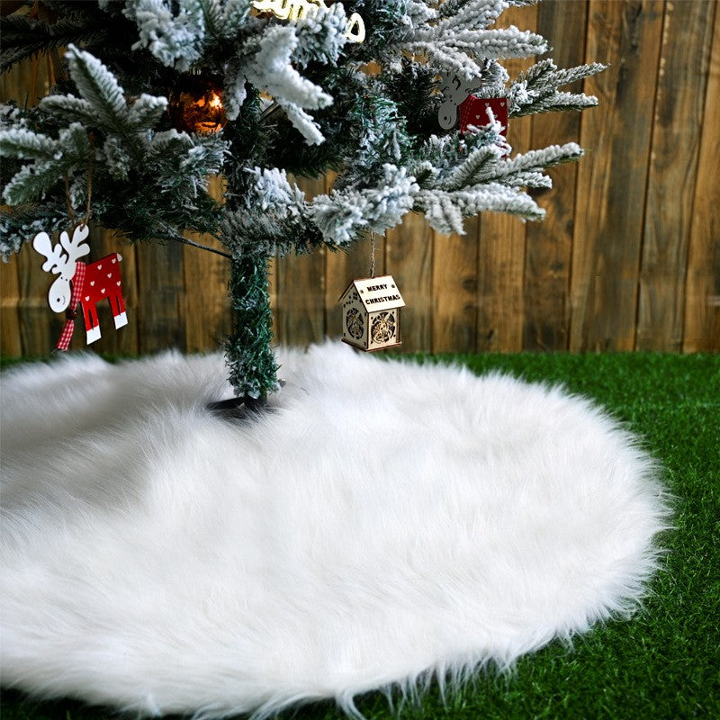 White Haipai Covor pentru Bradul de Craciun, Protectie Podea, Blanita Artificiala, Grosime 2.5-3 cm, Diametru 78 cm, Alb