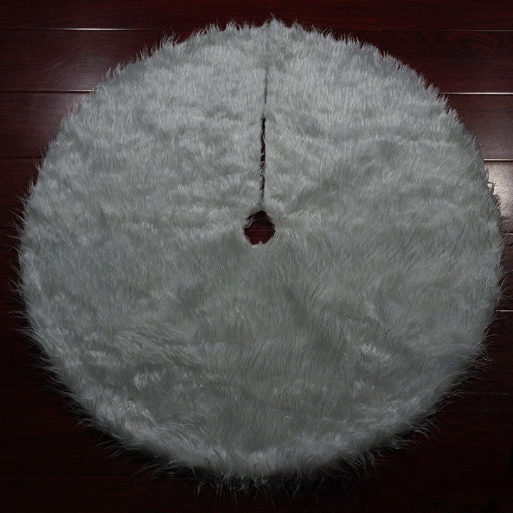 White Haipai Covor pentru Bradul de Craciun, Protectie Podea Design Minimalist, Blana Artificiala, Grosime 4 cm, Diametru 120 cm, Alb