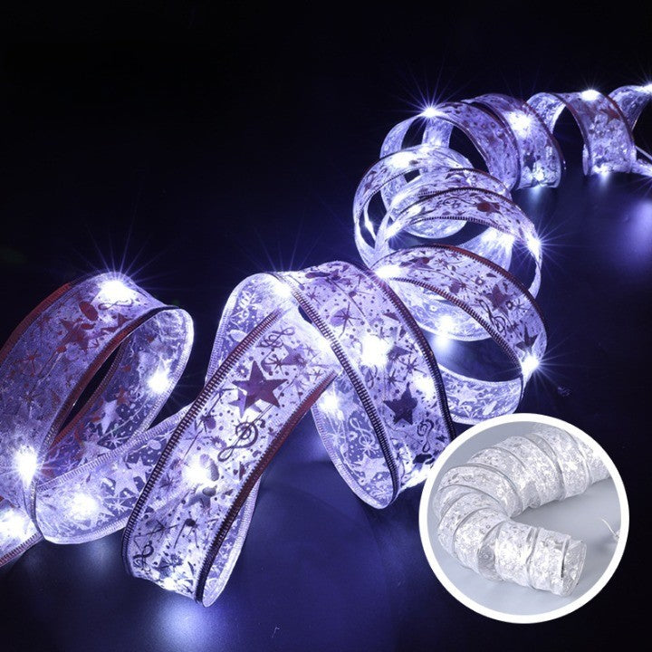 Panglică LED de Crăciun, Decorativă, Modelabilă cu Sârmă de Cupru, 200 LED-uri, Alimentare 3 Baterii AAA, 20 m, Aurie, Lumină Alb Rece