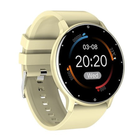 Fippy Ceas Smartwatch si Bratara Fitness ZL02D, Monitorizare Ritm Cardiac si Oxigen, Ecran Tactil 1.28 Inch HD, Rezistent la Apa IP67, Bluetooth 5.0, Compatibil iOS/Android, Galben