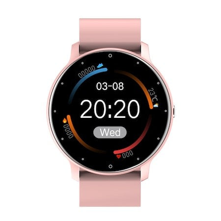 Fippy Ceas Smartwatch si Bratara Fitness ZL02D, Monitorizare Ritm Cardiac si Oxigen, Notificari Apel, Ecran Touch HD 1.28 Inch, IP67, Bluetooth 5.0, Curea Silicon, Compatibil Android si iOS, Roz