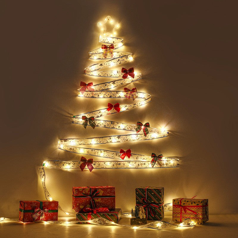 Panglică LED de Crăciun, Decorativă și Modelabilă cu Sârmă de Cupru, Alimentare Baterii, 50 LED-uri, 5 m, Aurie, Lumină Alb Cald