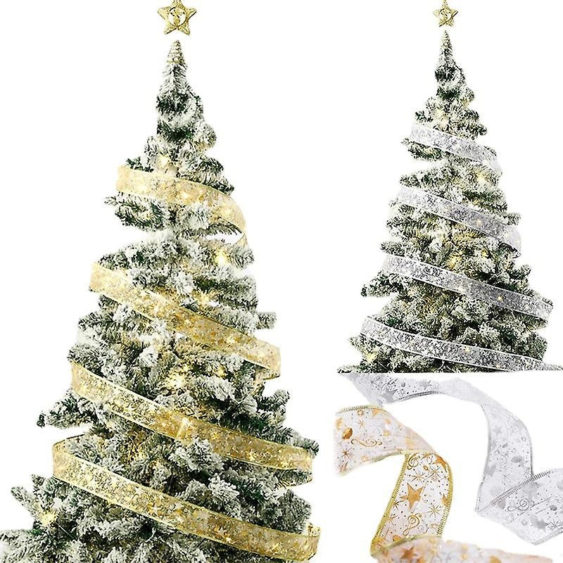 Panglică LED De Crăciun Pentru Decor, 100 LED-uri, Fir De Cupru Modelabil, Funcționare Cu Baterii 3xAA, 10 m, Aurie, Alb Rece