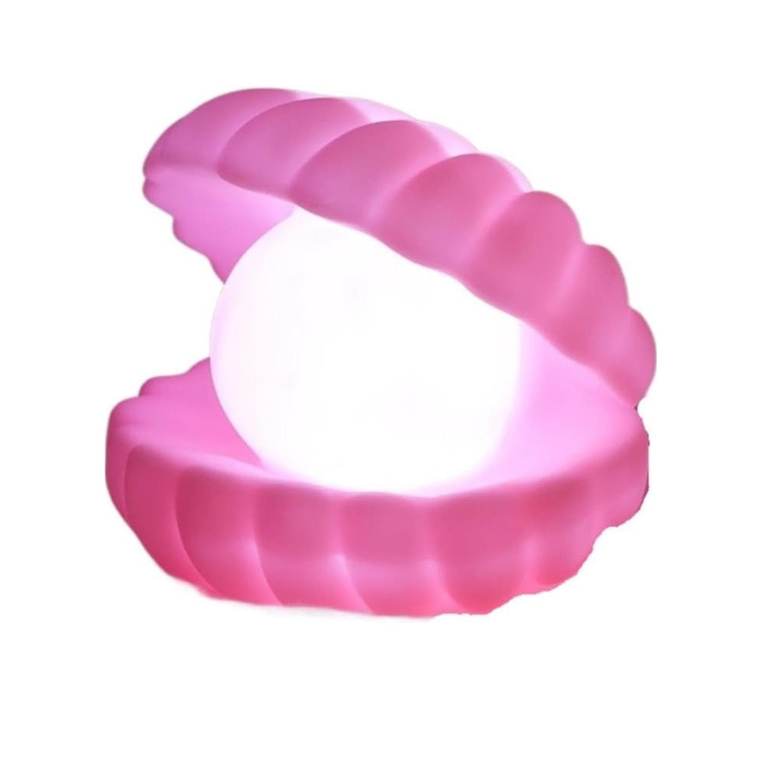 Lampa de Veghe Led, Model Scoica cu Perla, Lumina Calda Ambientala, Plastic si Vinil, 10 x 8.5 cm, Roz, Include 3 Baterii LR44