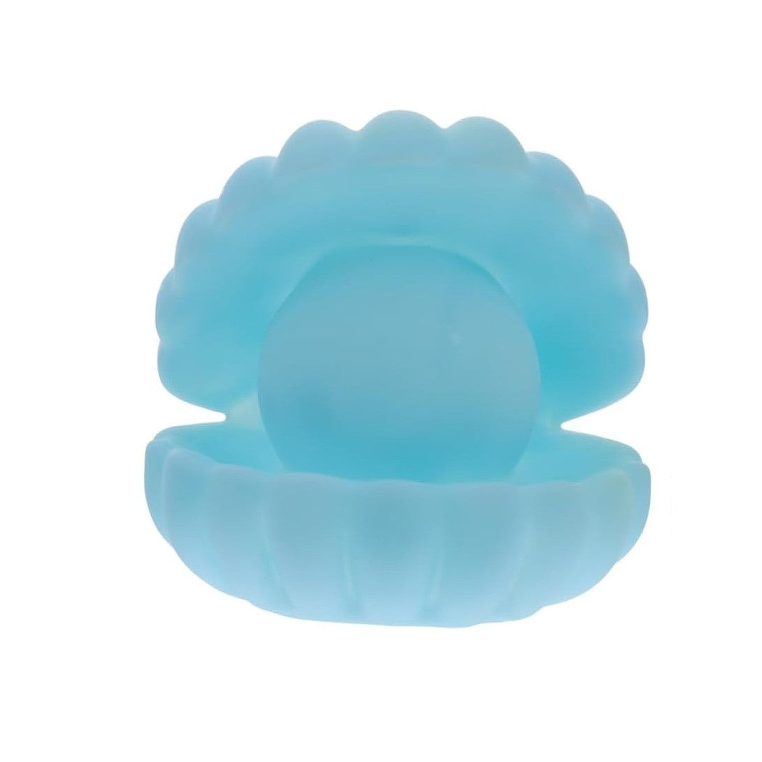 Lampa de Veghe LED, Model Scoica cu Perla, Lumina Calda Ambientala, Plastic si Vinil, 10 x 8.5 cm, 3 Baterii LR44 Incluse, Albastru