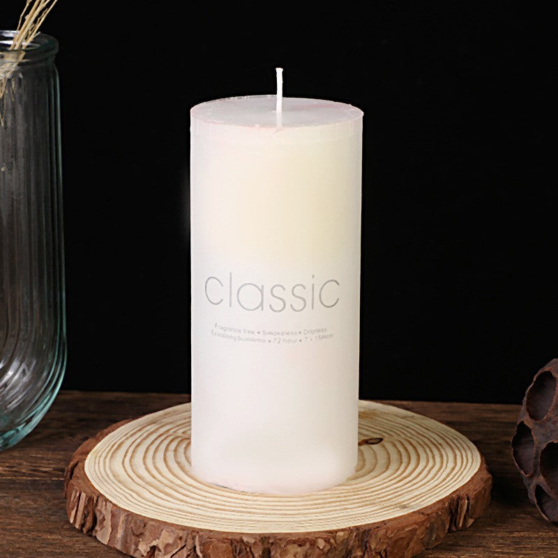 Lumanare Decorativa Cilindrica, Fara Fum si Parfum, Ardere Curata 72h, Parafina Calitate Superioara, 500 g, 7 x 15 cm, Ivory Alb