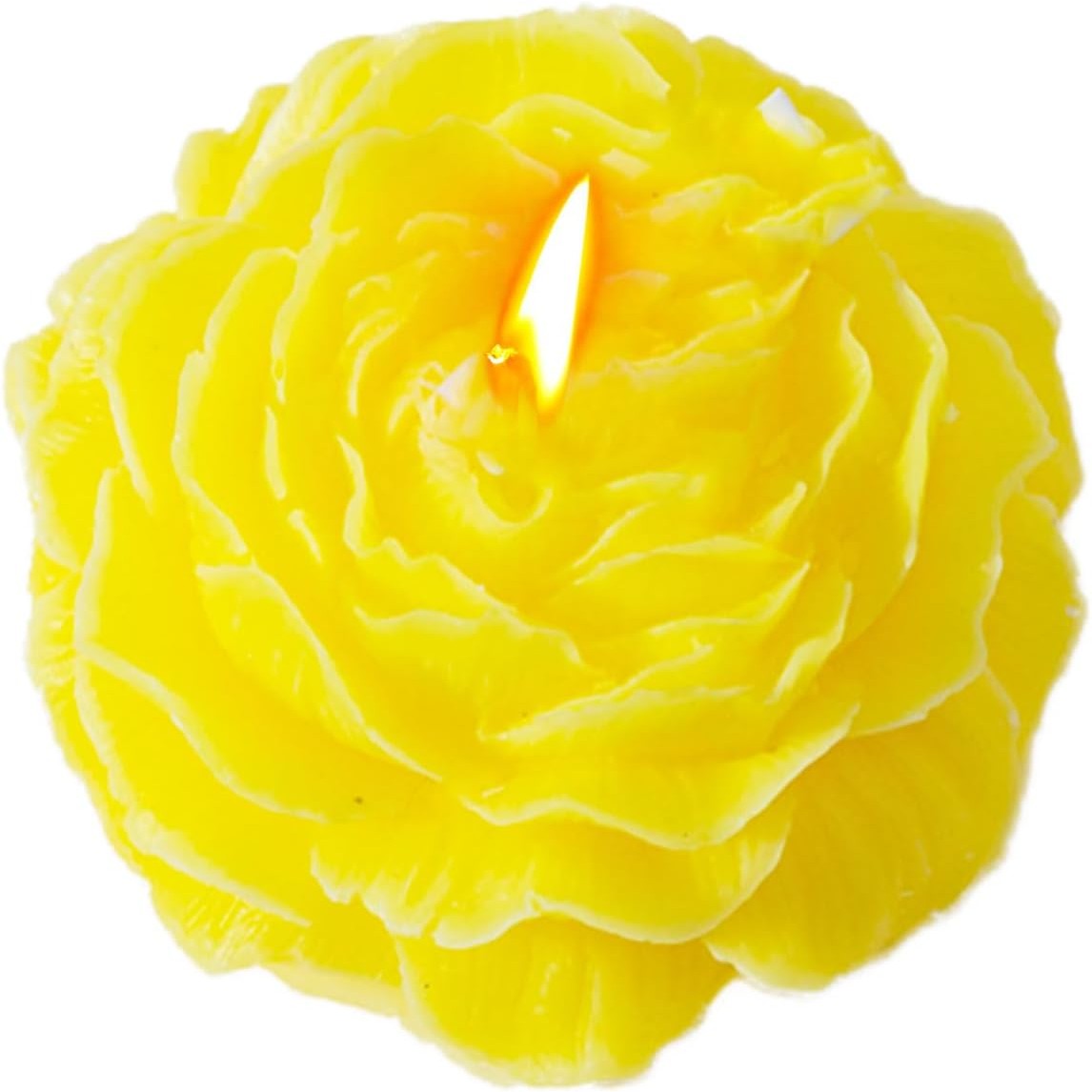 Lumânare Parfumată Decorativă în Formă de Trandafir, Ardere 10 Ore, Ceară Mixtă, Citrice, 70 g, 7.5 x 3.5 cm, Galben