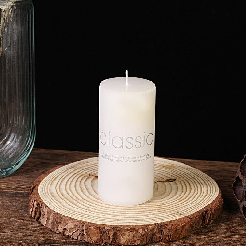 Lumanare Decorativa Cilindrica, Fara Fum si Fara Parfum, Ardere 24h, Parafina, 5 x 10 cm, 190 g, Ivory Alb