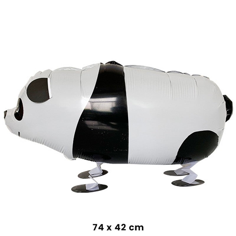 Balon din Folie Metalizata, Figurina Animata Model Panda, Umflare Aer sau Heliu, Include Pai, Alb-Negru, 74x42 cm