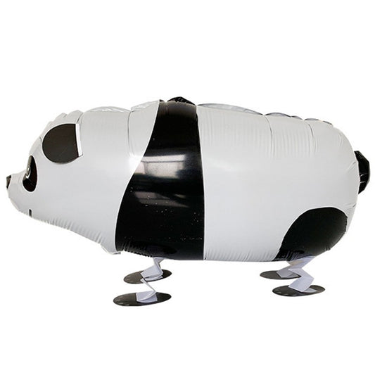 Balon din Folie Metalizata, Figurina Animata Model Panda, Umflare Aer sau Heliu, Include Pai, Alb-Negru, 74x42 cm