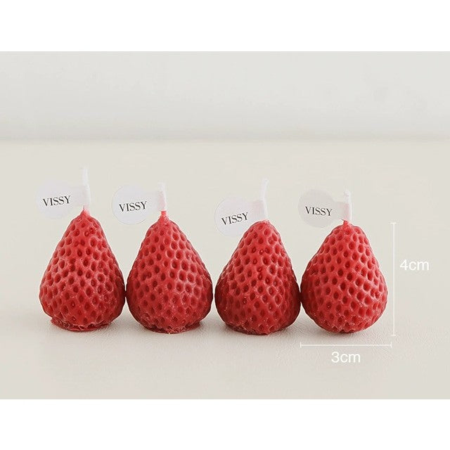 Set 6 Lumanari Parfumate, Forma Capsuni, Aroma Fructata, Amestec Ceara Soia si Parafina, 6.3 x 9.3 x 3.8 cm, Rosu, 78g