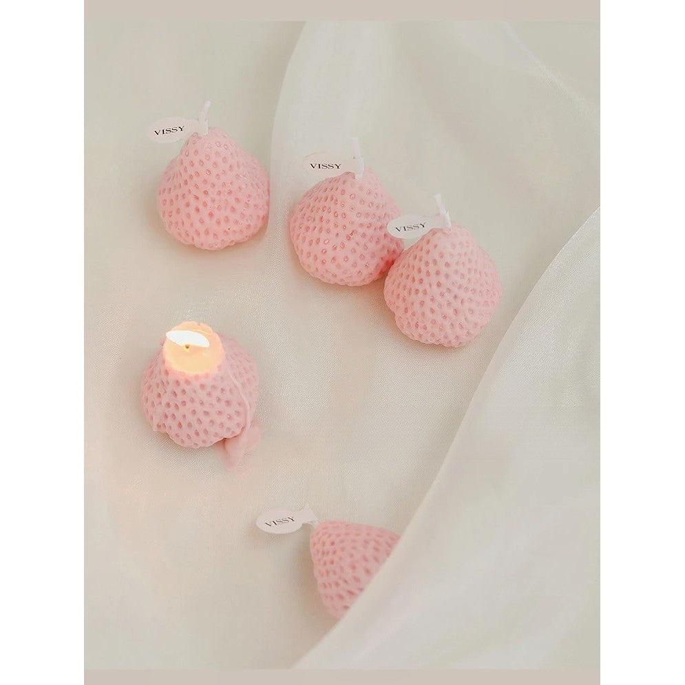 Set 9 Lumanari Parfumate in Forma de Capsuna, Aroma de Capsuni, Mix Ceara de Soia si Parafina, Timp Ardere 30-45 min, 117g, Roz