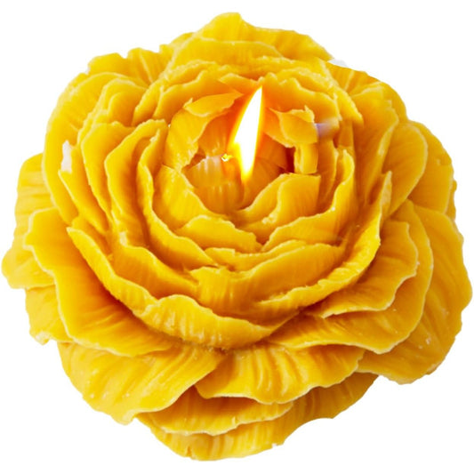 Lumânare Parfumată Decorativă, Model Trandafir, Timp Ardere 10 Ore, Ceară Mixtă, Parfum de Citrice, Portocaliu, 70 g, 7.5 x 3.5 cm