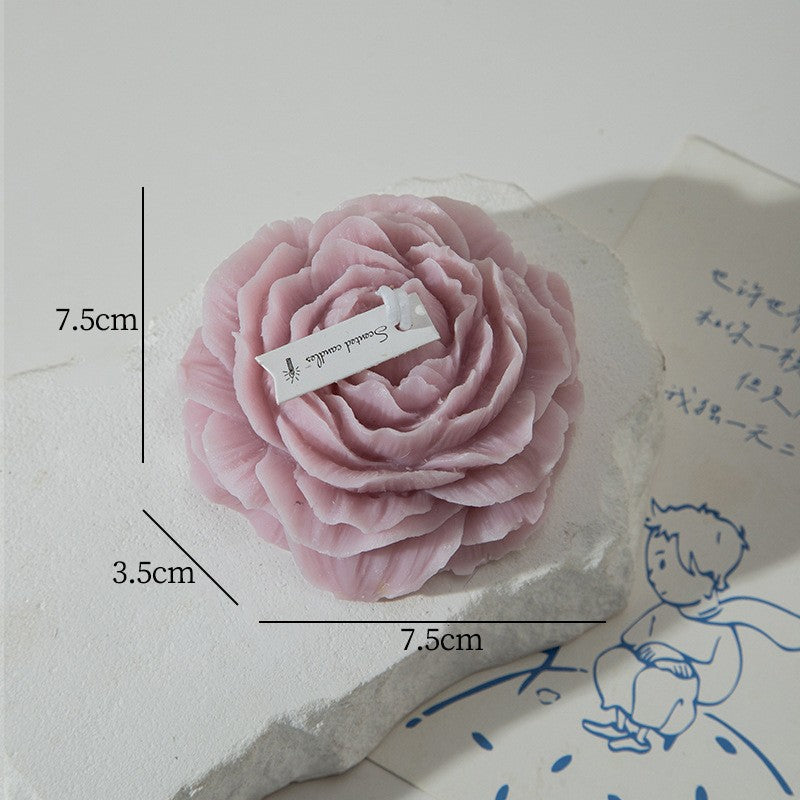 Lumanare Parfumata in Forma de Trandafir, Decorativa, Timp de Ardere 10 Ore, Ceara Mixta, Aroma Lavanda, 70 g, 7.5 x 3.5 cm, Lila