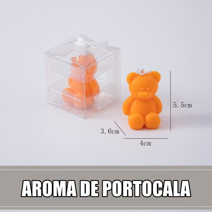 Lumanare Parfumata Cu Design Ursulet, Aroma Revigoranta De Portocala, Decor Interior, Portocaliu, 5.5x3.6x4 cm