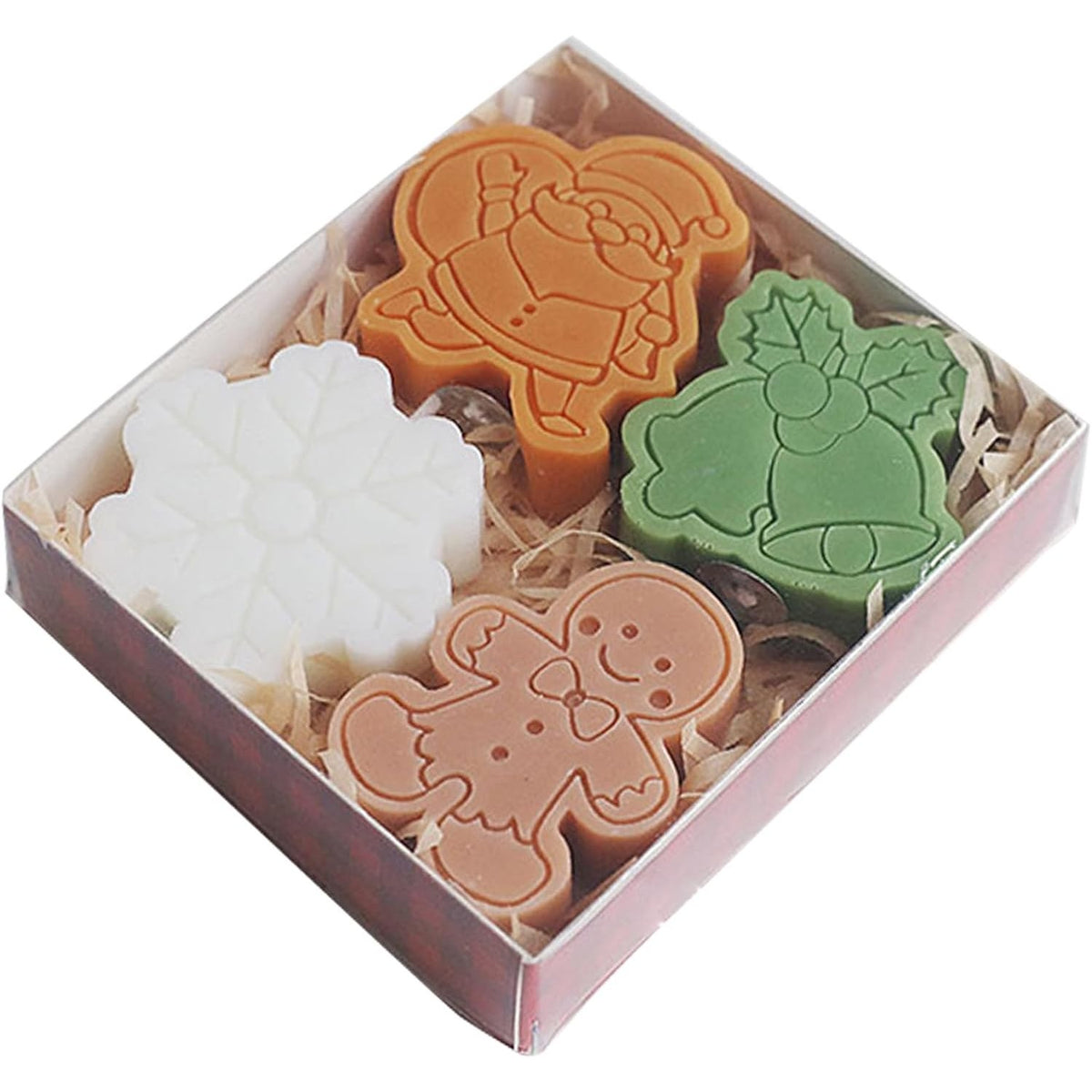 Set 4 Lumanari Parfumate de Craciun, Decoratiuni Festive Figurine Mos Craciun si Om de Zapada, Parafina, Multicolor, 141 g
