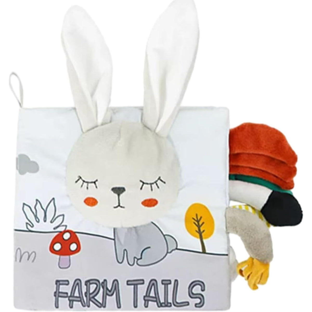 Carte Senzoriala Pentru Bebeluși, Animăluțe 3D Cu Sunete Și Foșnete, Material Textil Lavabil, Educație Timpurie 0-3 Ani, Model Iepuraș, 15x16x6 cm, Gri