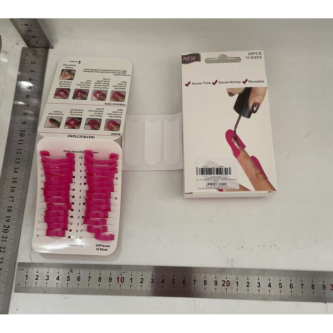 Set Sabloane Reutilizabile pentru Oja si Manichiura, Protectie Cuticule si Margini, Plastic PP Flexibil, 10 Marimi, 26 Bucati, Roz