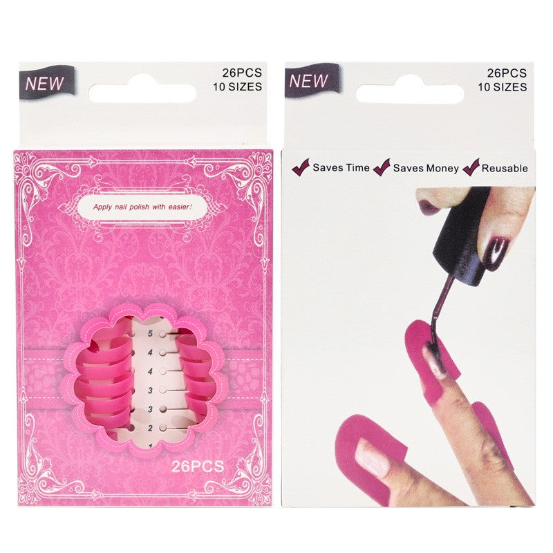 Set Sabloane Reutilizabile pentru Oja si Manichiura, Protectie Cuticule si Margini, Plastic PP Flexibil, 10 Marimi, 26 Bucati, Roz