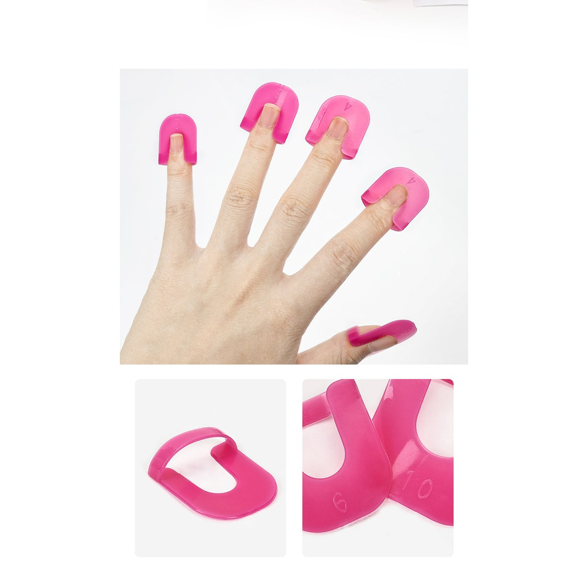 Set Sabloane Reutilizabile pentru Oja si Manichiura, Protectie Cuticule si Margini, Plastic PP Flexibil, 10 Marimi, 26 Bucati, Roz