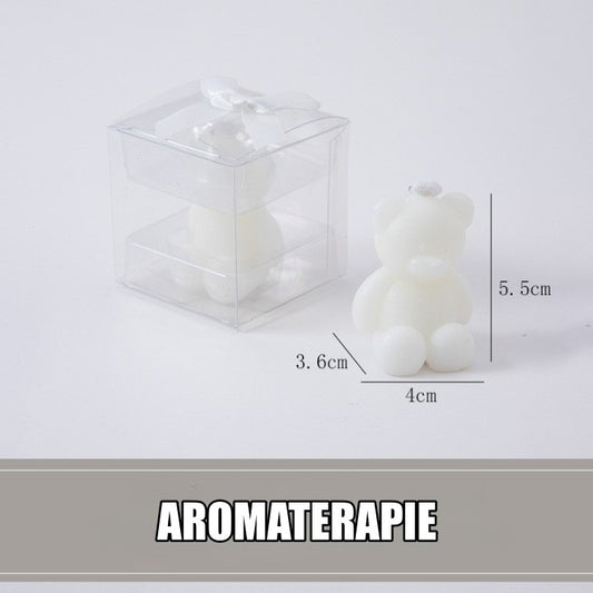 Lumanare Parfumata pentru Aromaterapie, Design Figurina Ursulet, Obiect Decorativ Interior, Ceara de Calitate, Alb, 5.5x3.6x4 cm