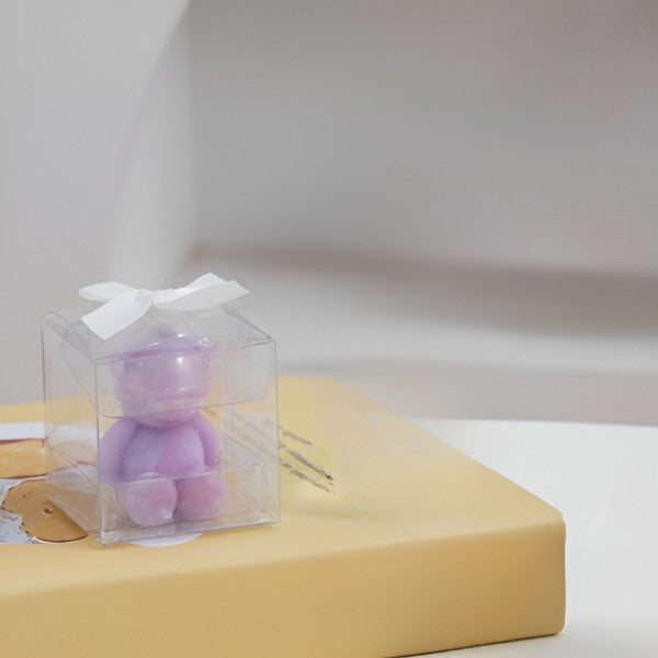 Lumanare Parfumata in Forma de Ursulet, Aroma de Lavanda, Design Decorativ, Mov, 5.5x3.6x4 cm