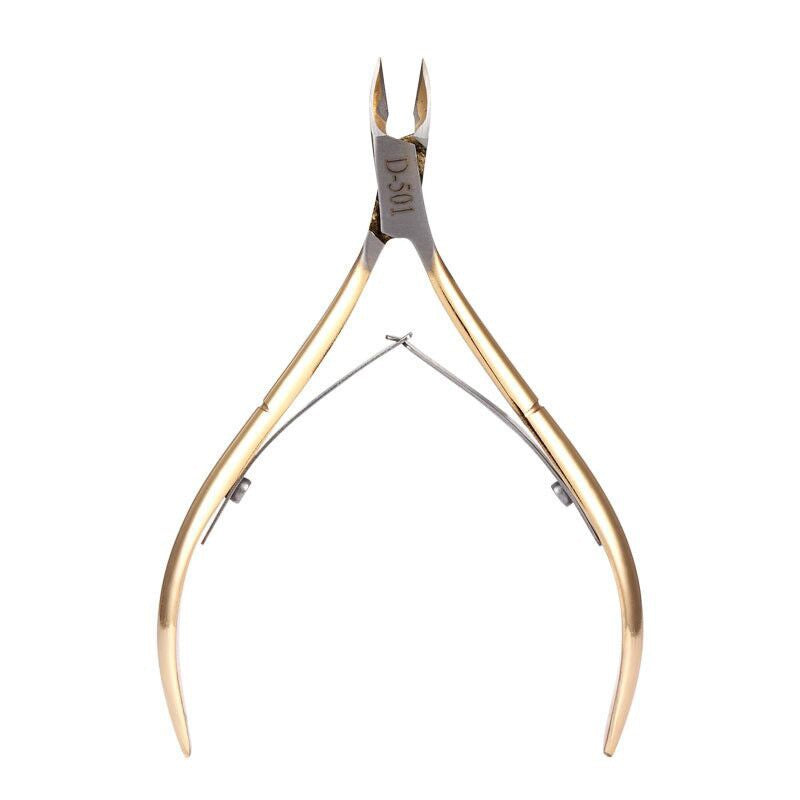 Clește pentru Unghii și Cuticule, Profesional cu Mâner Ergonomic și Protecție Vârf, Oțel Inoxidabil, 17 x 7 x 2 cm, Auriu