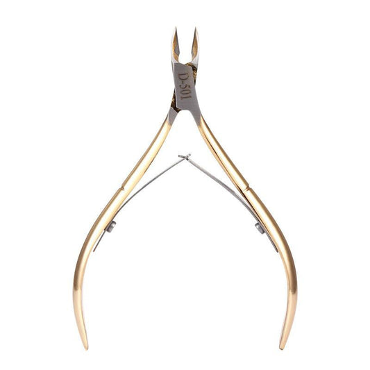 Clește pentru Unghii și Cuticule, Profesional cu Mâner Ergonomic și Protecție Vârf, Oțel Inoxidabil, 17 x 7 x 2 cm, Auriu