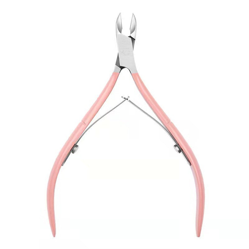 Clește pentru Unghii și Cuticule, Profesional, Design Ergonomic cu Protecție Vârf, Oțel Inoxidabil, 17 x 7 x 2 cm, Auriu/Roz