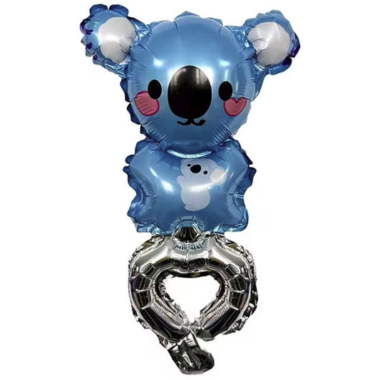 Balon din Folie Metalizată, Figurină Animal în Formă de Brățară, Model Koala, Auto-închidere, Include Pai Umflare, Albastru, 1 Bucată