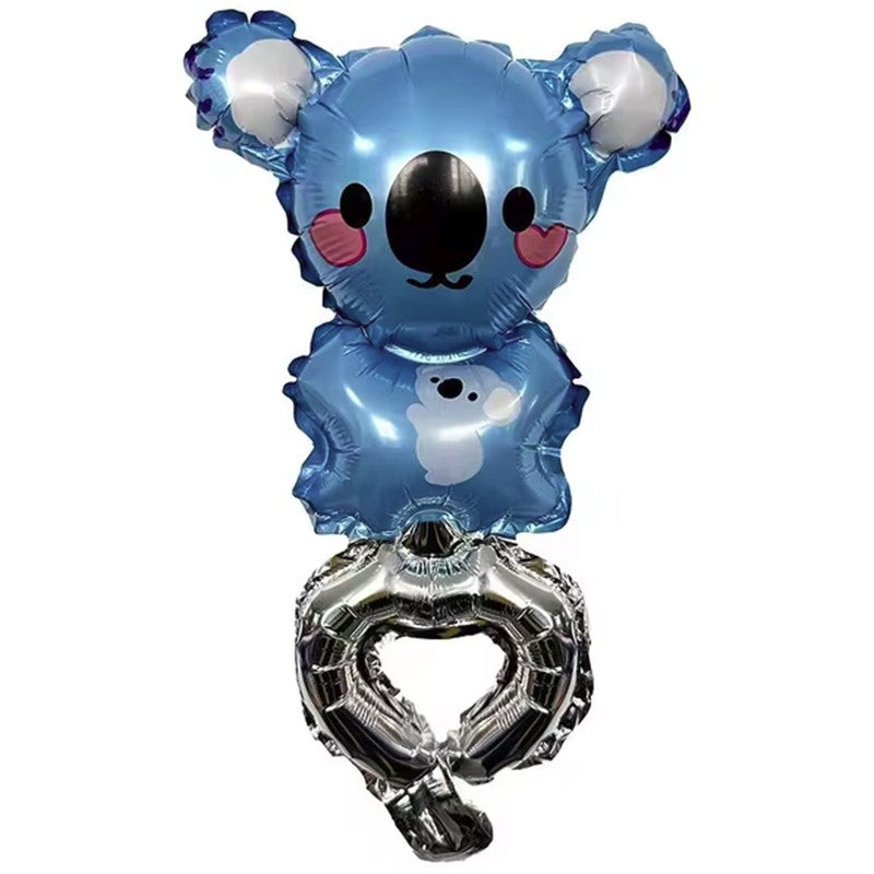 Balon din Folie Metalizată, Figurină Animal în Formă de Brățară, Model Koala, Auto-închidere, Include Pai Umflare, Albastru, 1 Bucată