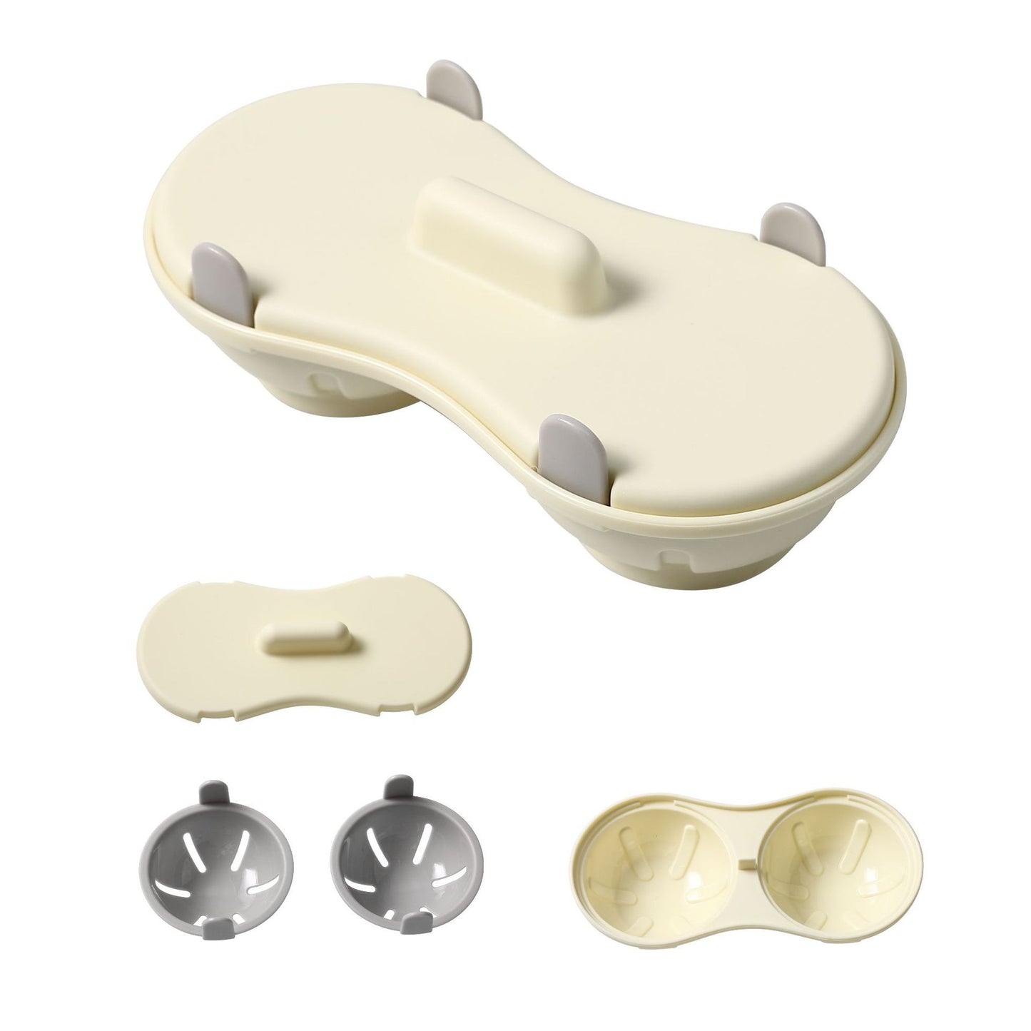 Aparat Pentru Gătit Ouă La Microunde, Recipient Cu 2 Compartimente Pentru Ouă Poșate, Plastic PP Rezistent La Căldură, 22 x 11.8 x 8 cm, Gri