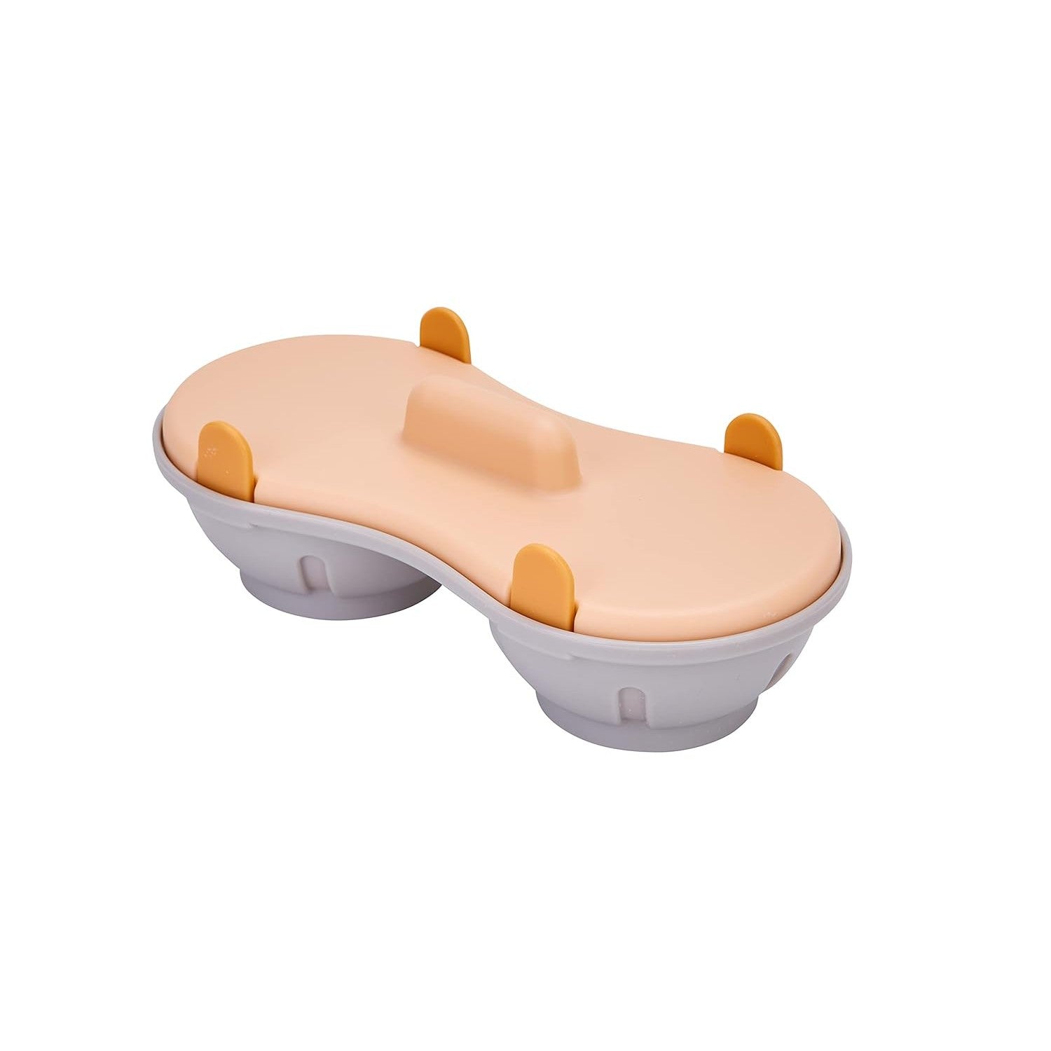 Recipient Dublu pentru Gătit Ouă la Microunde, Formă pentru Ouă Poșate cu Bază Antialunecare, Plastic PP, 22 x 11.8 x 8 cm, Portocaliu
