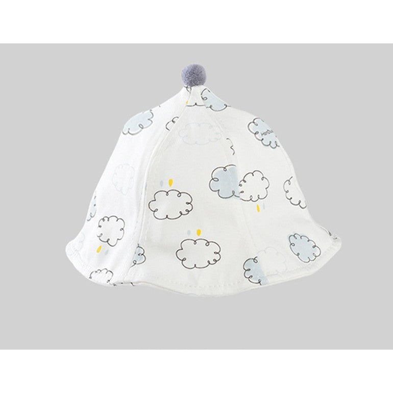 Palarie de Protectie pentru Bebelusi, Model Pescaresc cu Viziera Detasabila si Fermoar, Bumbac Respirabil, Primavara-Toamna, 42 cm, 0-3 Luni, Bleu cu Norisori