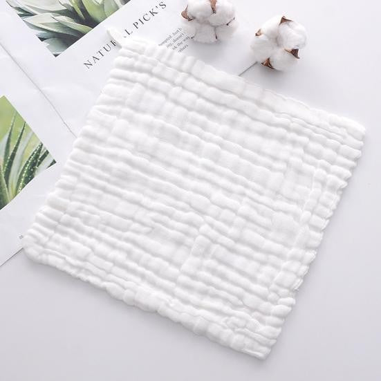 Prosop Absorbant Bebelusi, Tifon din Bumbac 100% cu 6 Straturi, Laveta Moale pentru Fata si Baitza, 30 x 30 cm, Alb