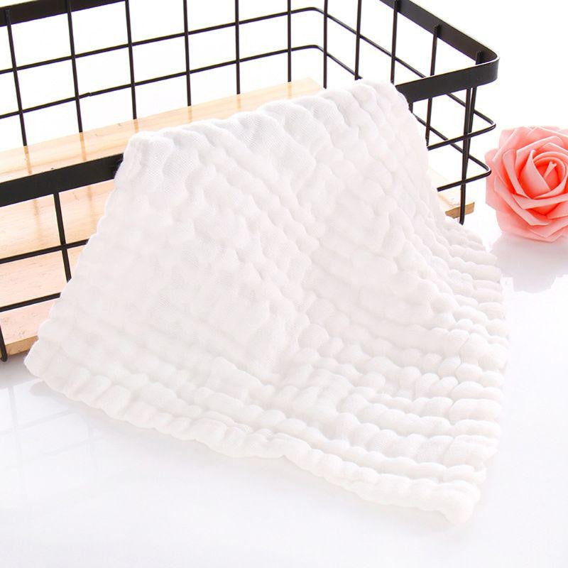 Prosop Absorbant Bebelusi, Tifon din Bumbac 100% cu 6 Straturi, Laveta Moale pentru Fata si Baitza, 30 x 30 cm, Alb